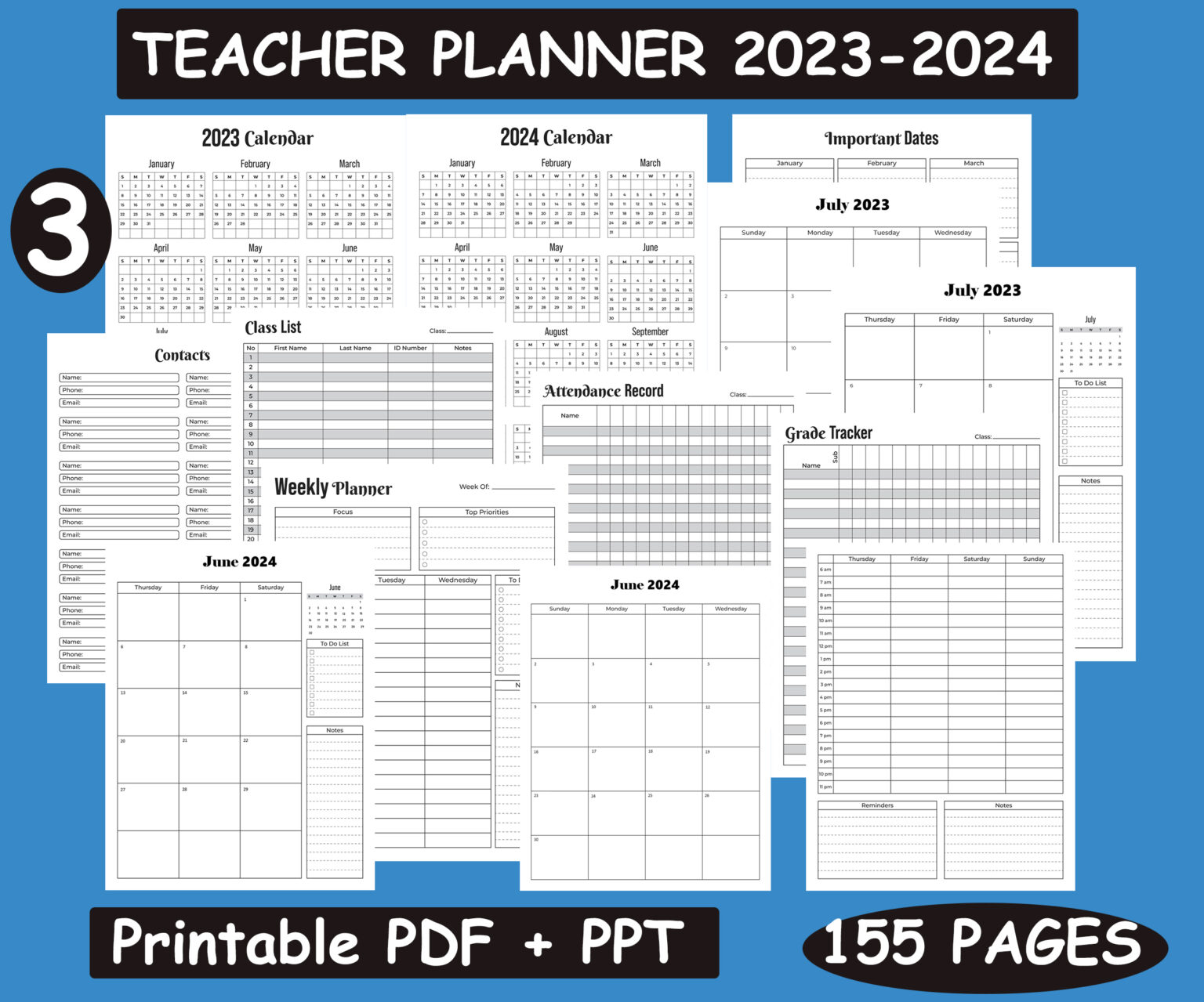Teacher Planner Academic Year 20232024 Bundle Made By Teachers