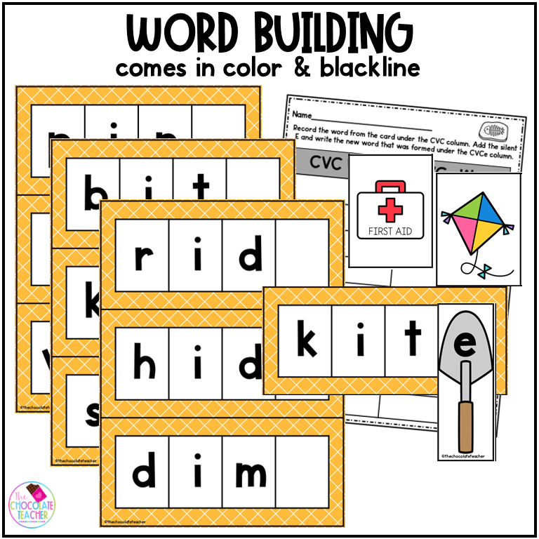 CVCE CVC Words with Long and Short I Vowels Phonics Worksheets Made