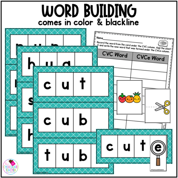 CVCE CVC Words with Long and Short U Vowels - Phonics Worksheets - Made ...