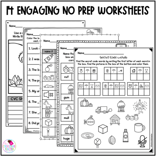 CVCE CVC Words with Long and Short U Vowels - Phonics Worksheets - Made ...