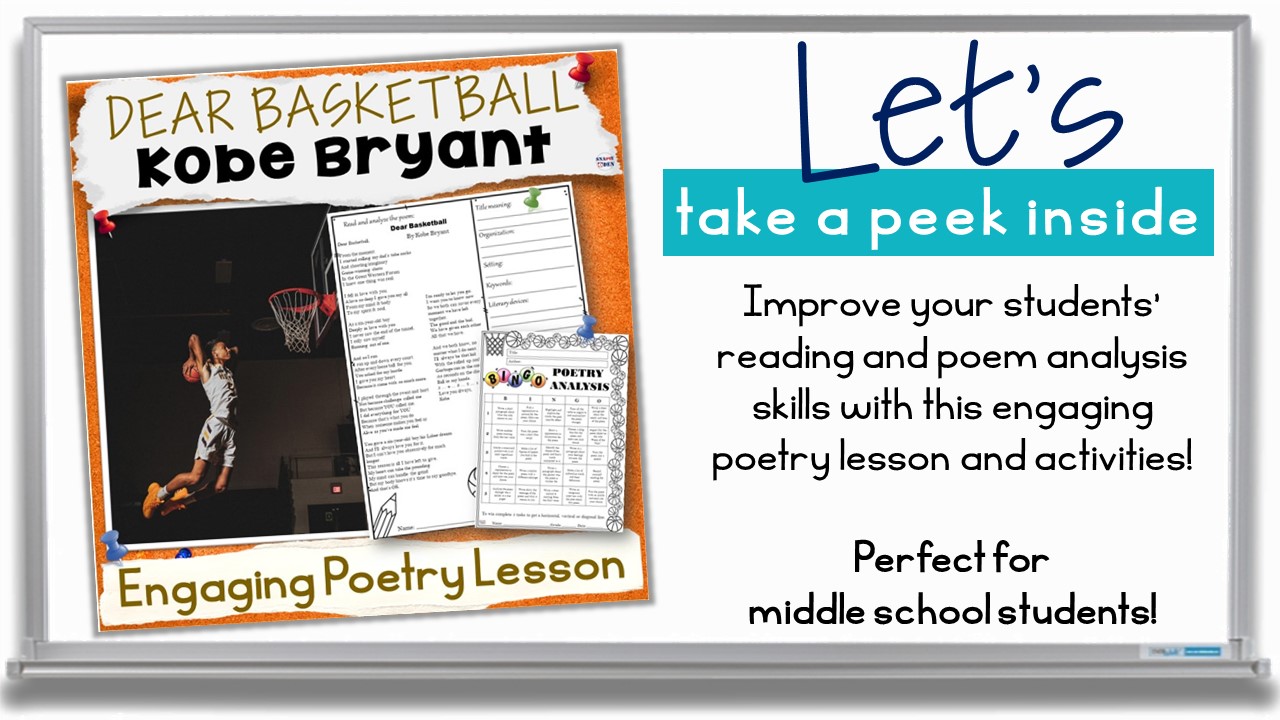 Poetry Lesson Dear Basketball by Kobe Bryant Print and Digital