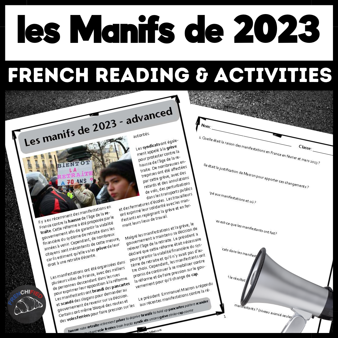 French reading comprehension - the 2023 protests