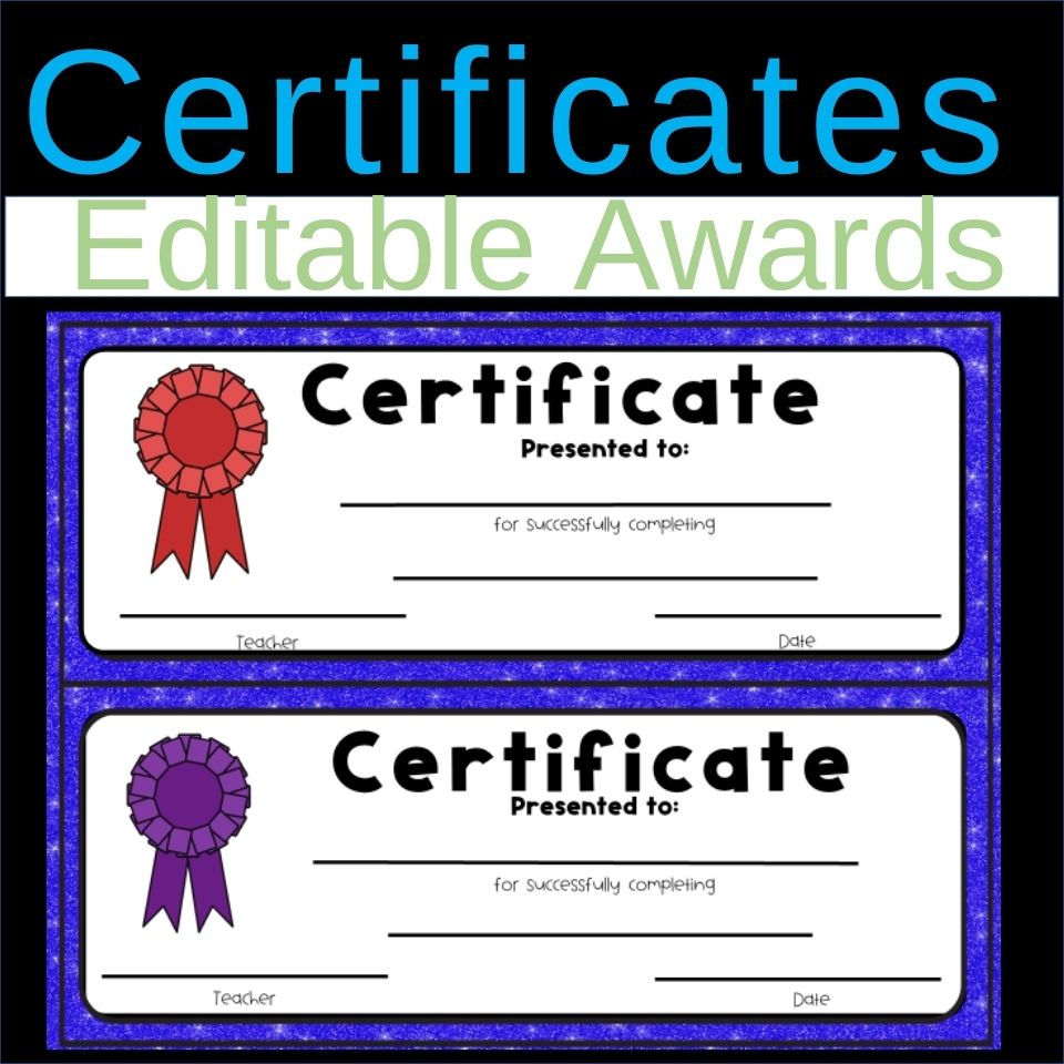 End of the Year Certificates/ Award Editable