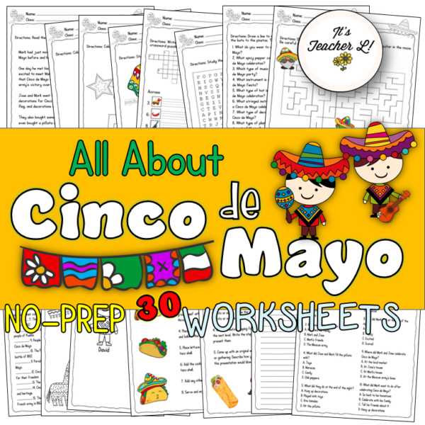 Cinco de Mayo No-Prep ELA Worksheets | Made By Teachers