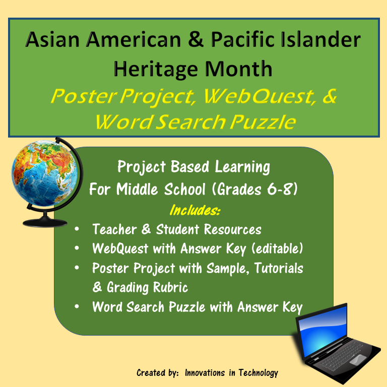 Asian American & Pacific Islander Heritage Month - Poster, WebQuest & Puzzle