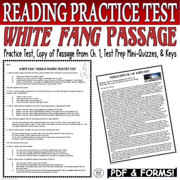 Reading Comprehension Passage with Questions PRACTICE TEST White Fang