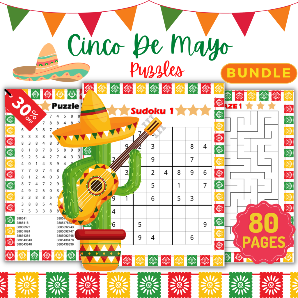 Printable Cinco de Mayo Puzzles With Solution Bundle Fun May
