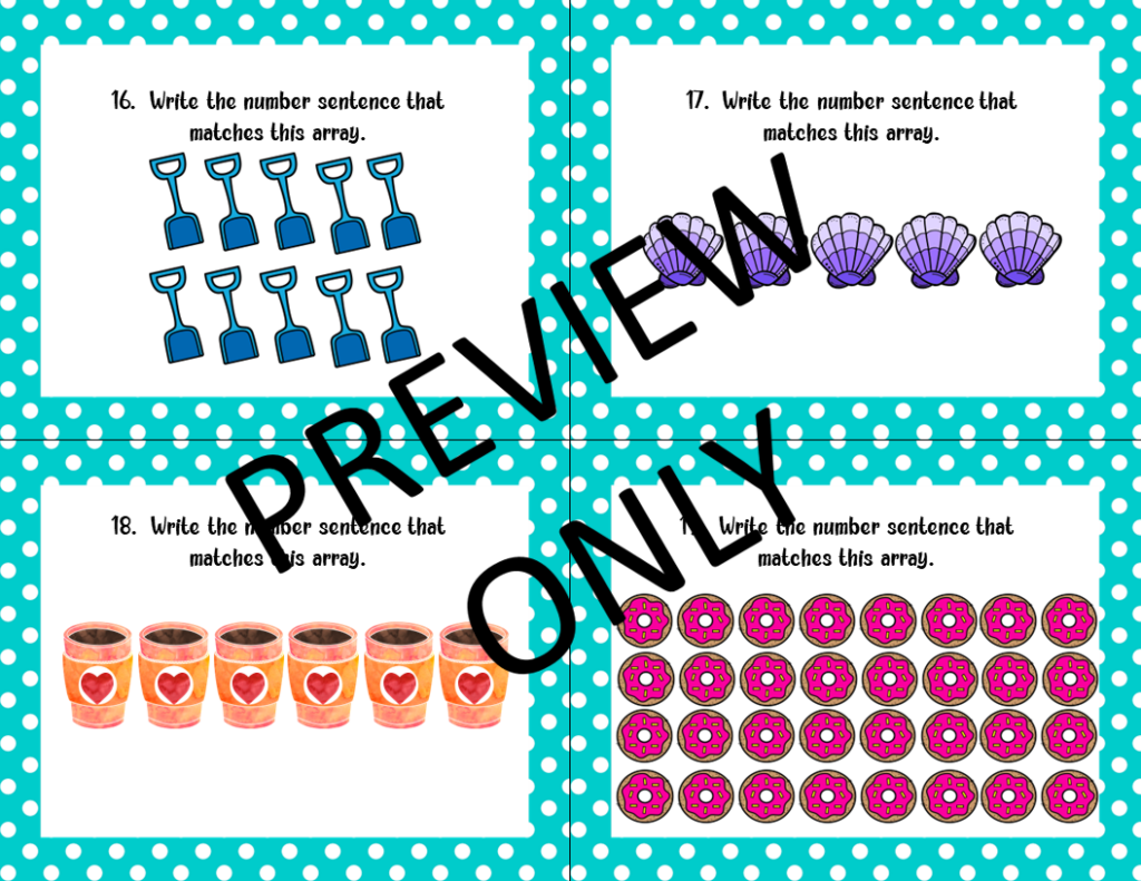 Summer Themed Using Multiplication Arrays Task Cards- VESOL Aligned ...