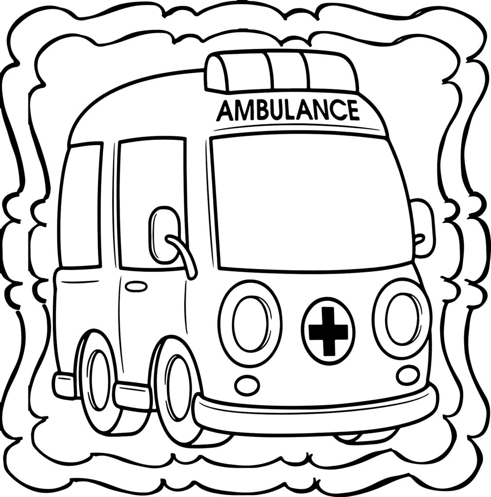 Ambulance Coloring Book Easy - 4 1011x1024 