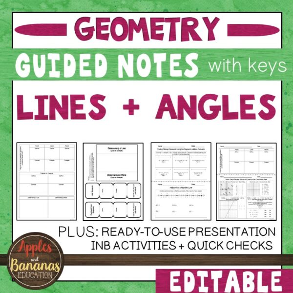 Lines and Angles - Guided Notes, Presentation and INB Activities - Made ...
