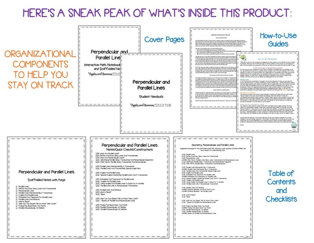 Perpendicular and Parallel Lines - Guided Notes, Presentation and INB ...