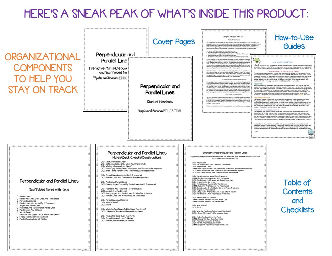 Perpendicular and Parallel Lines - Guided Notes, Presentation and INB ...