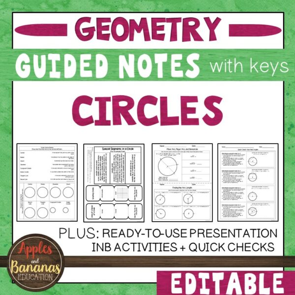 Circles Guided Notes, Presentation, and INB Activities Made By Teachers