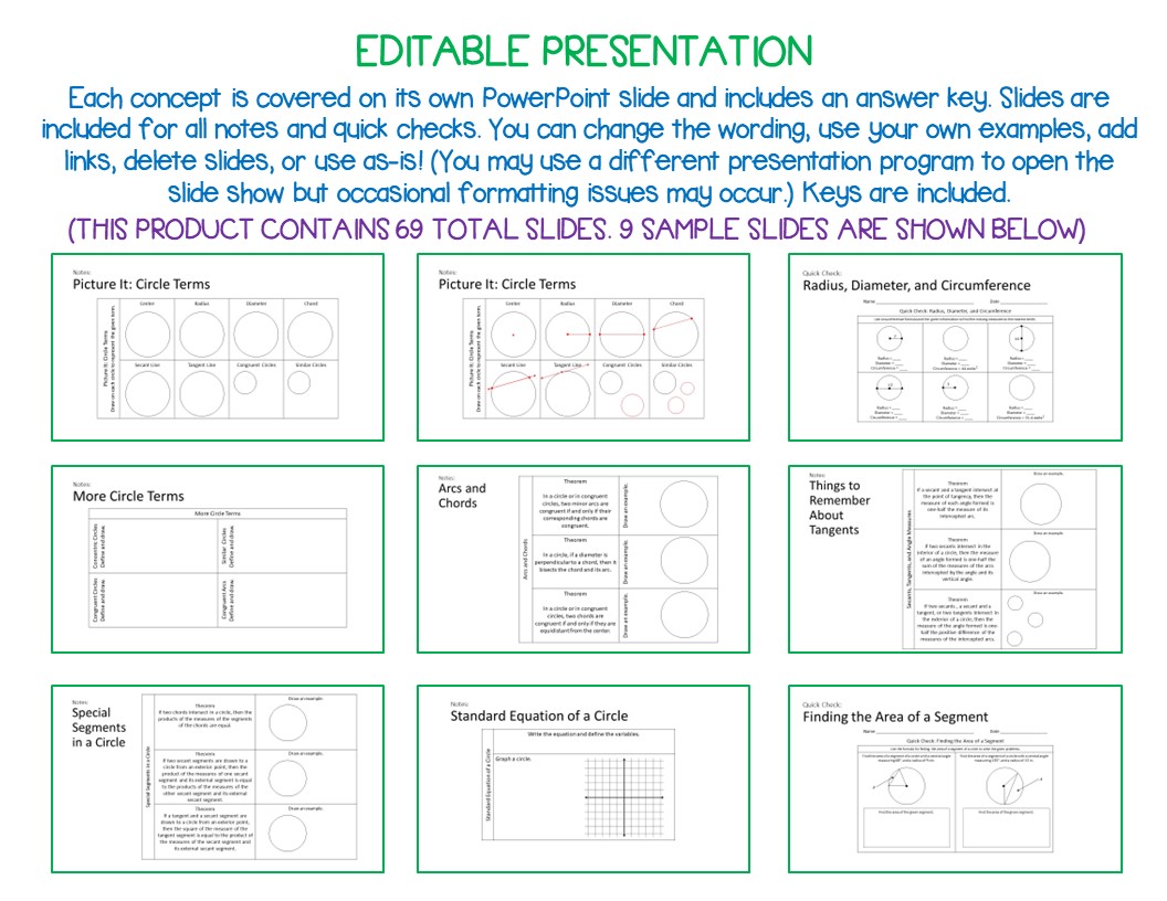 Circles Guided Notes, Presentation, and INB Activities Made By Teachers
