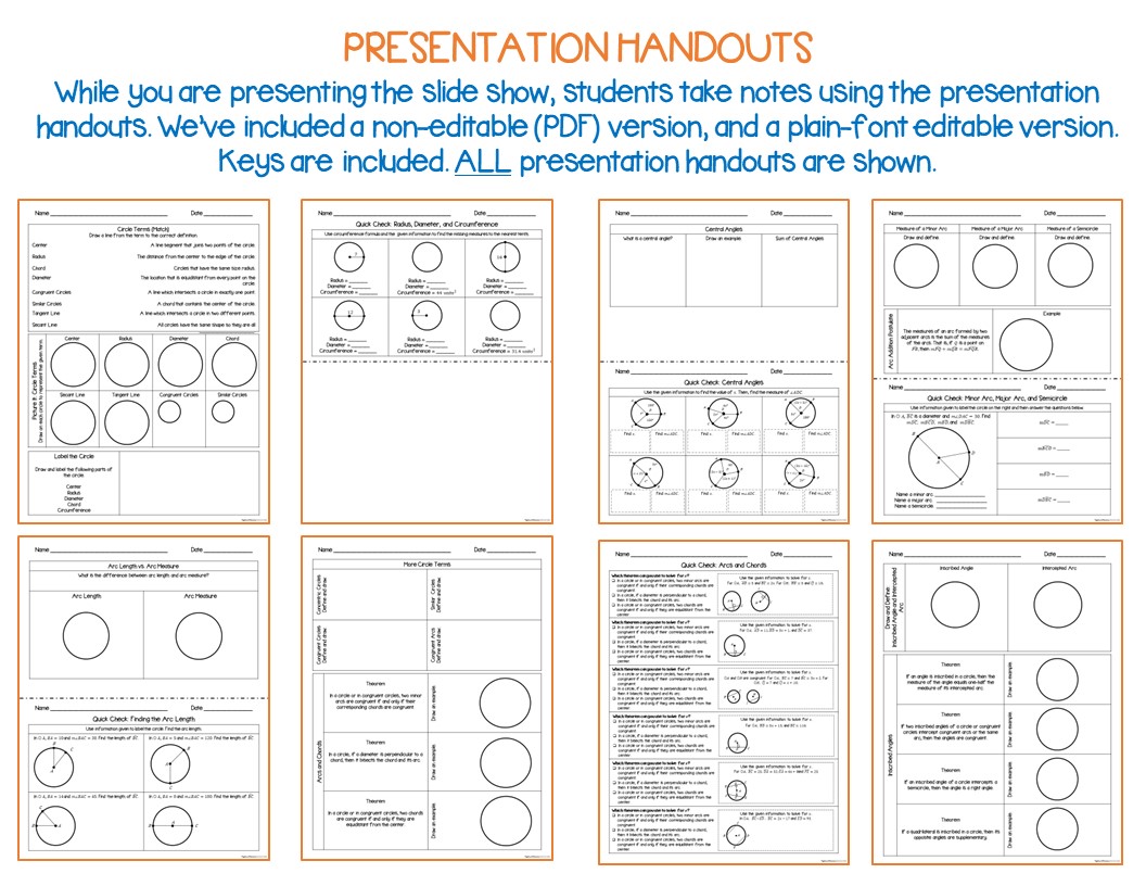 Circles Guided Notes, Presentation, and INB Activities Made By Teachers