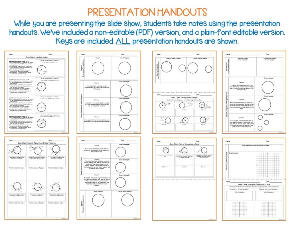 Circles Guided Notes, Presentation, and INB Activities Made By Teachers