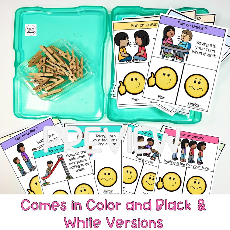 Fairness Clip Cards | Fair vs Unfair SEL Activity for Preschool ...