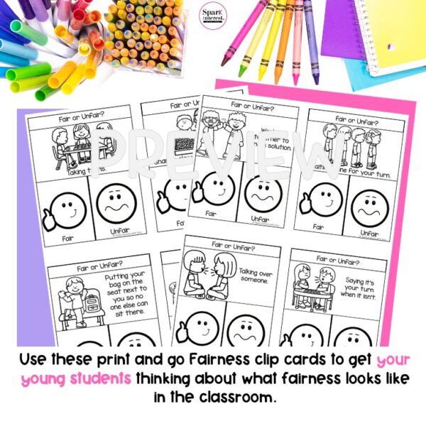 Fairness Clip Cards | Fair vs Unfair SEL Activity for Preschool ...