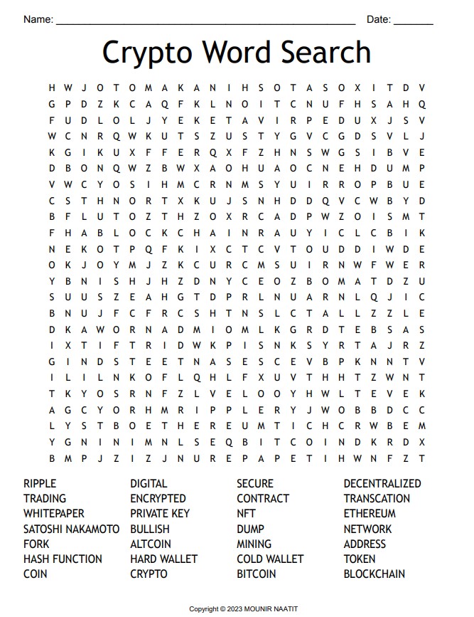 Crypto Word Search - Cryptocurrency Word Puzzles