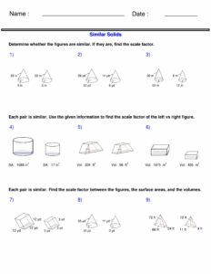 Surface Area & Volume - Similar Solids Worksheets | Made By Teachers