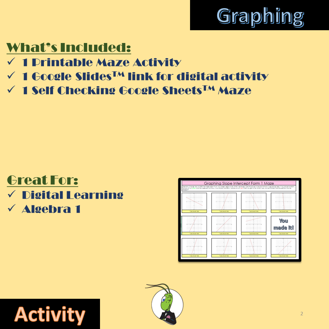 Graphing Slope Intercept Form Maze Activity Digital and Printable