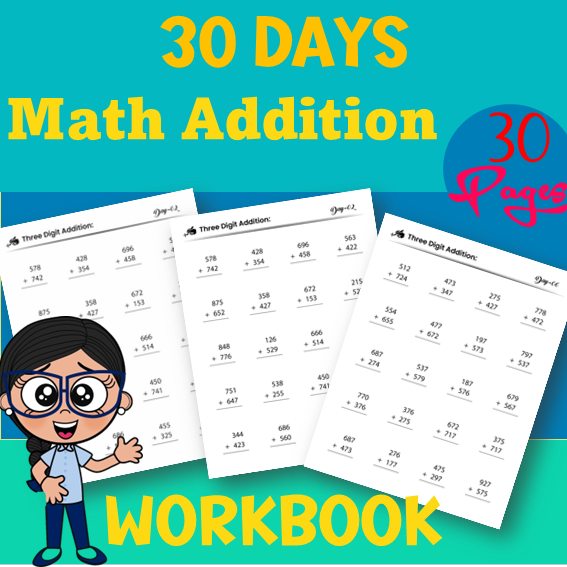 Master ThreeDigit Addition in 30 Days Printable Worksheets Challenge