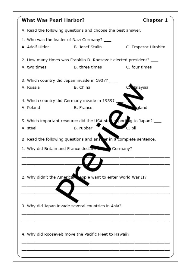 Patricia Demuth "What Was Pearl Harbor?" worksheets Made By Teachers
