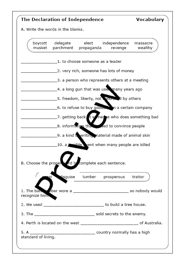 Michael C. Harris "What Is the Declaration of Independence?" worksheets ...