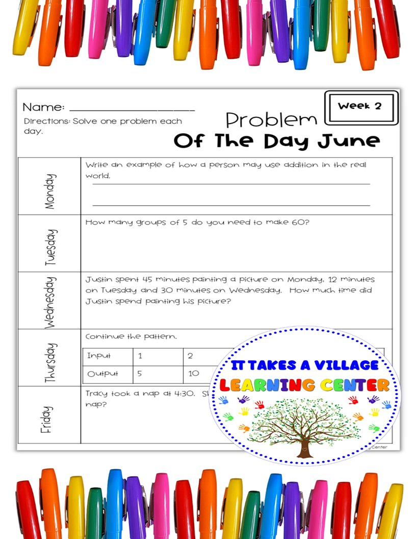 3rd Grade Math Problem of the Day - June - Made By Teachers