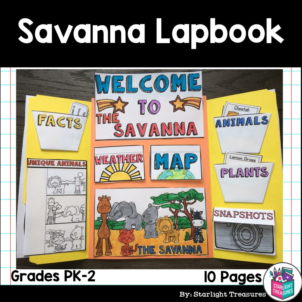 Savanna Lapbook for Early Learners Animal Habitats Made By Teachers