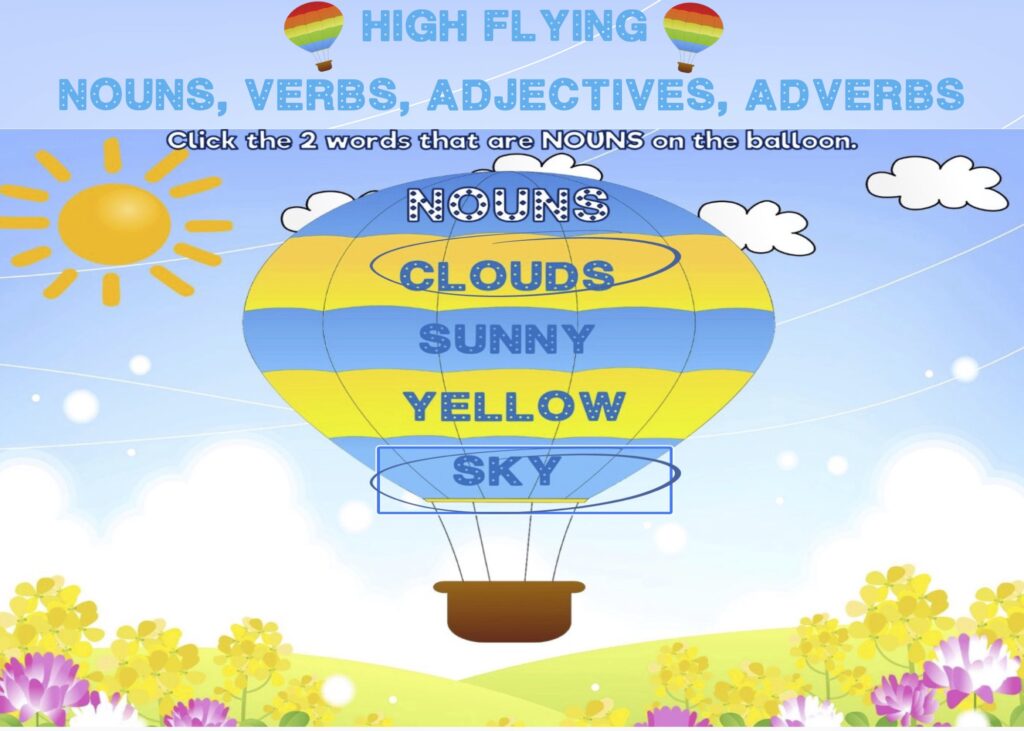 High Flying Nouns Verbs Adjectives Adverbs Made By Teachers