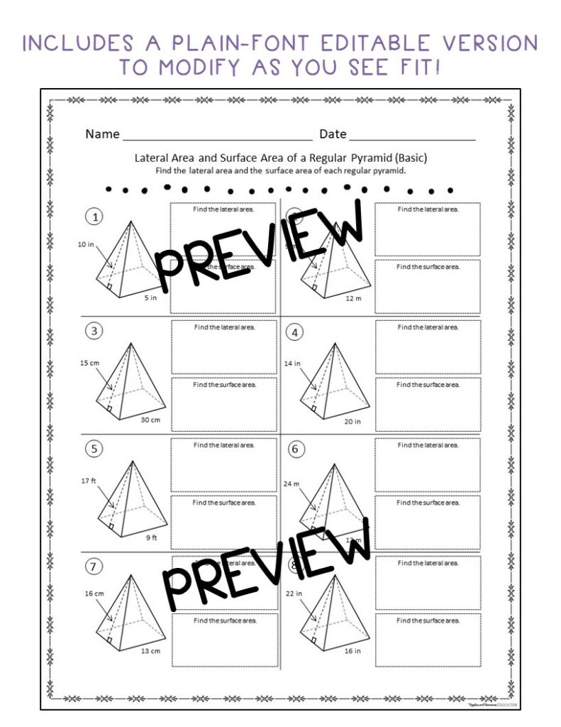 Surface Area and Volume - Editable Student Practice Pages - Made By ...