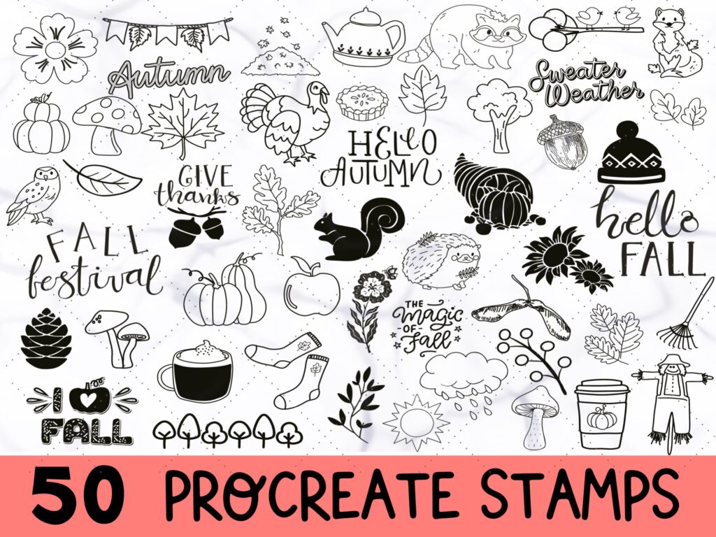Fall Autumn Procreate Brush Stamp Procreate Doodles Procreate Brushes ...