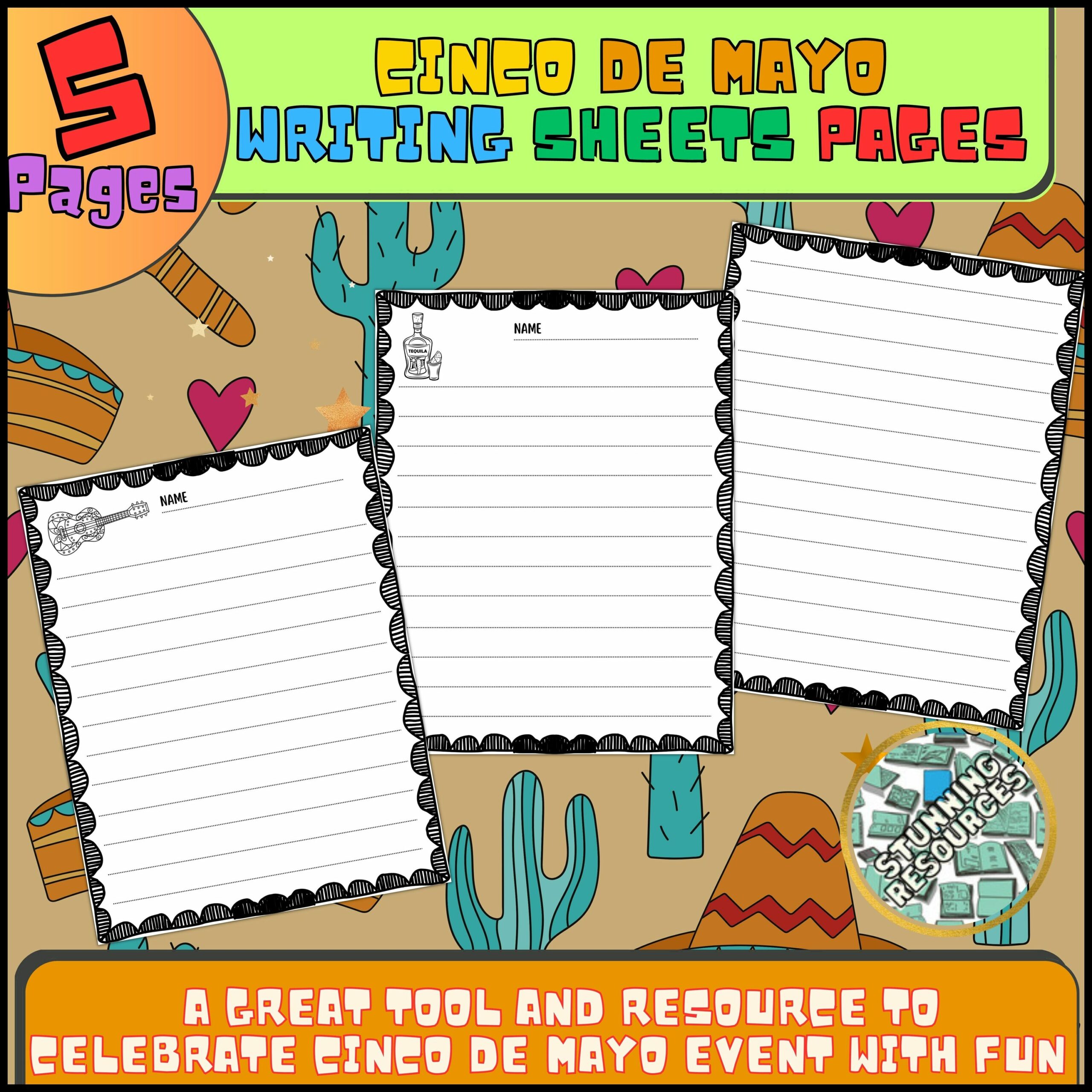 Cinco De Mayo Writing Sheets Pages #APRILUE2