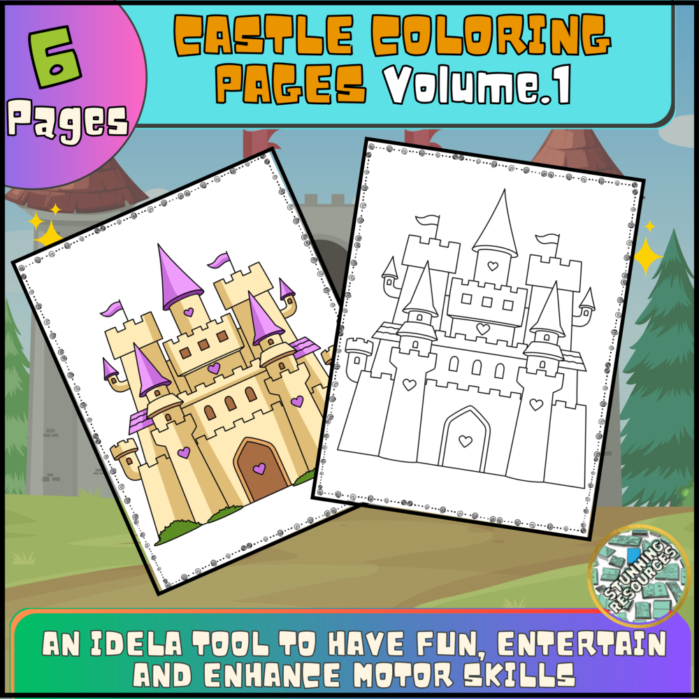 #UEFINAL5 Castle Coloring Pages For Kids and Students V.1 - Made By ...