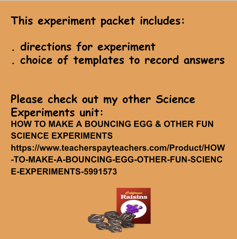 DANCING RAISINS SCIENCE EXPERIMENT FUN Made By Teachers