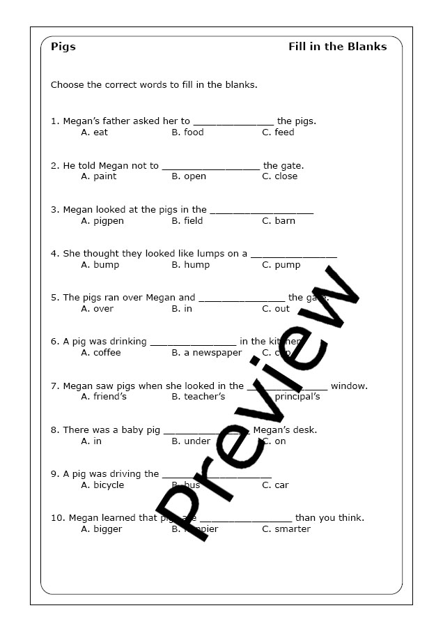 Pigs Worksheets.pdf Robert Munsch