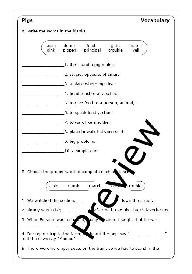 Pigs Worksheets.pdf Robert Munsch