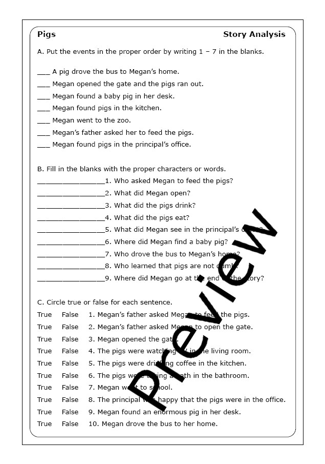 Pigs Worksheets.pdf Robert Munsch