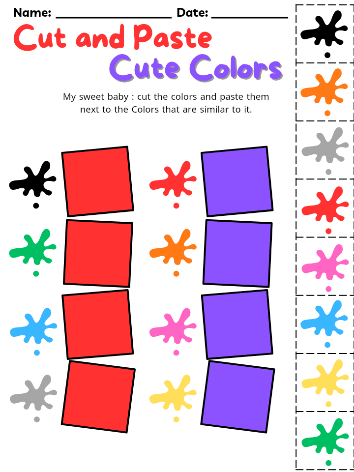♥♥Cut And Paste Cute Colors,Shapes And Toys♥♥ | Made By Teachers