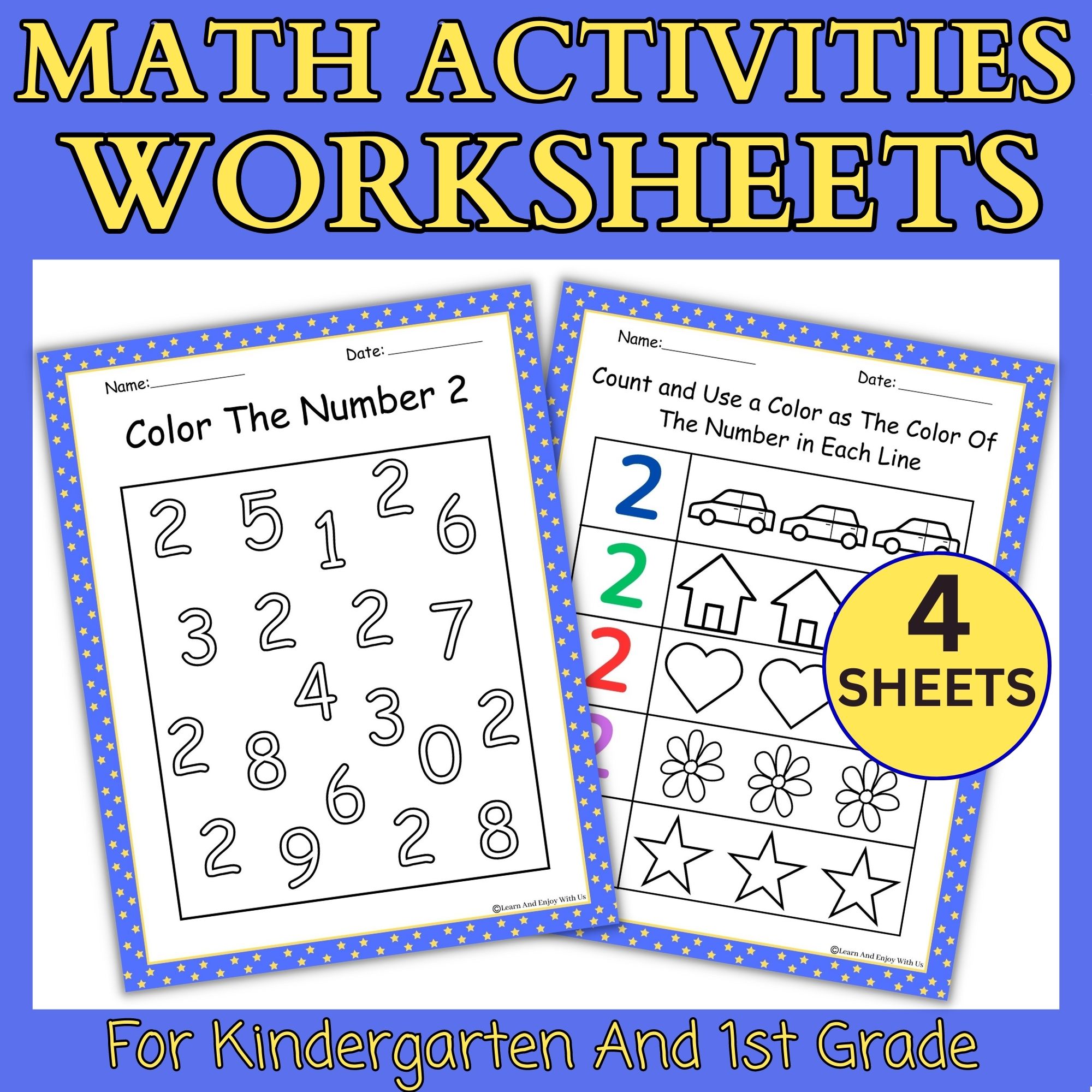 Multiple Math Activities About Number Two For Kindergarten And 1st