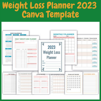 Weight Loss Planner 2023 Canva Template