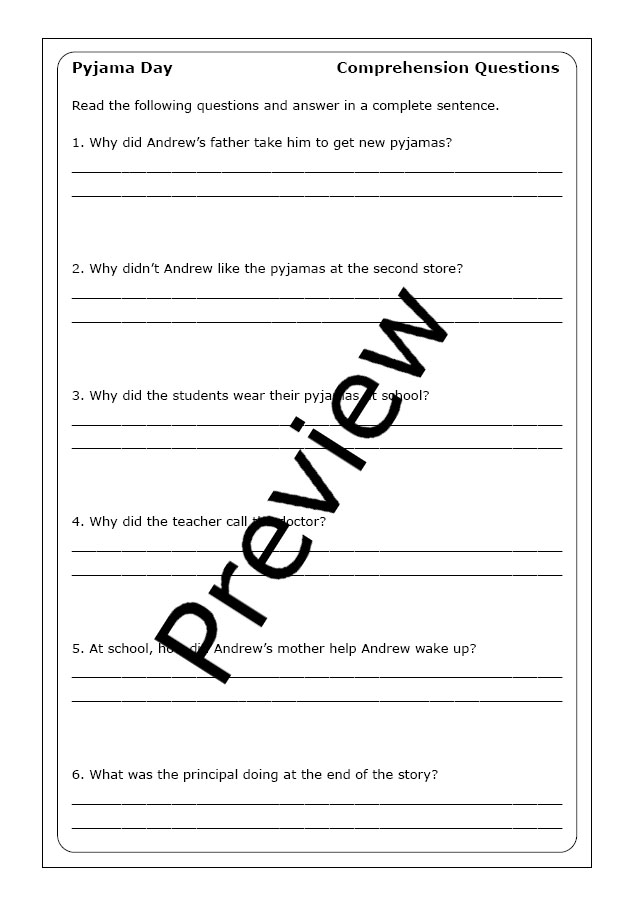 Robert Munsch "Pyjama Day" worksheets Made By Teachers