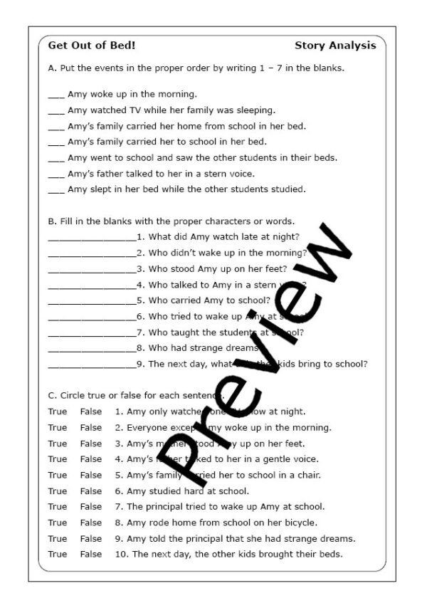 Robert Munsch "Get Out of Bed!" worksheets Made By Teachers