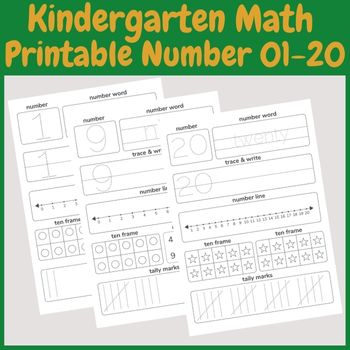 Kindergarten Math Printable Number 01-20