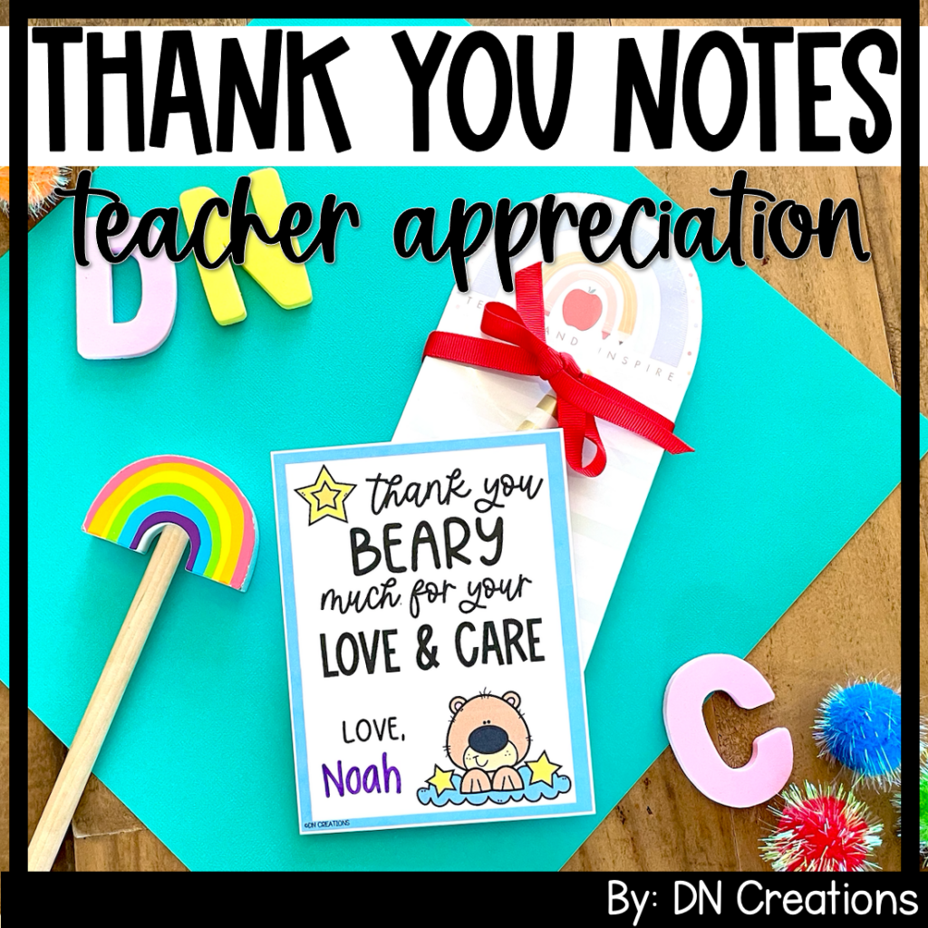 Teacher Appreciation Notes Thank You BEARY Much Teacher Gift Card