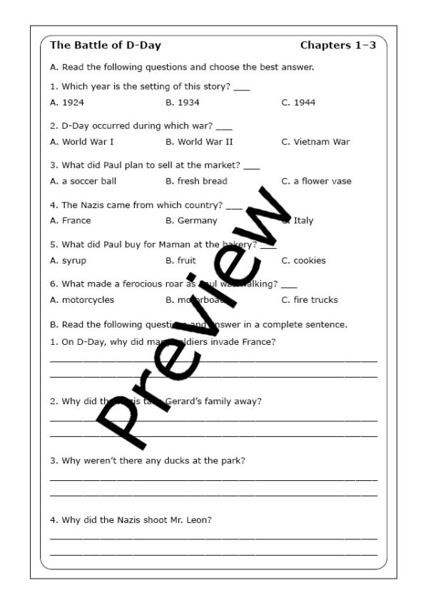 Lauren Tarshis "I Survived the Battle of D-Day, 1944" worksheets | Made ...
