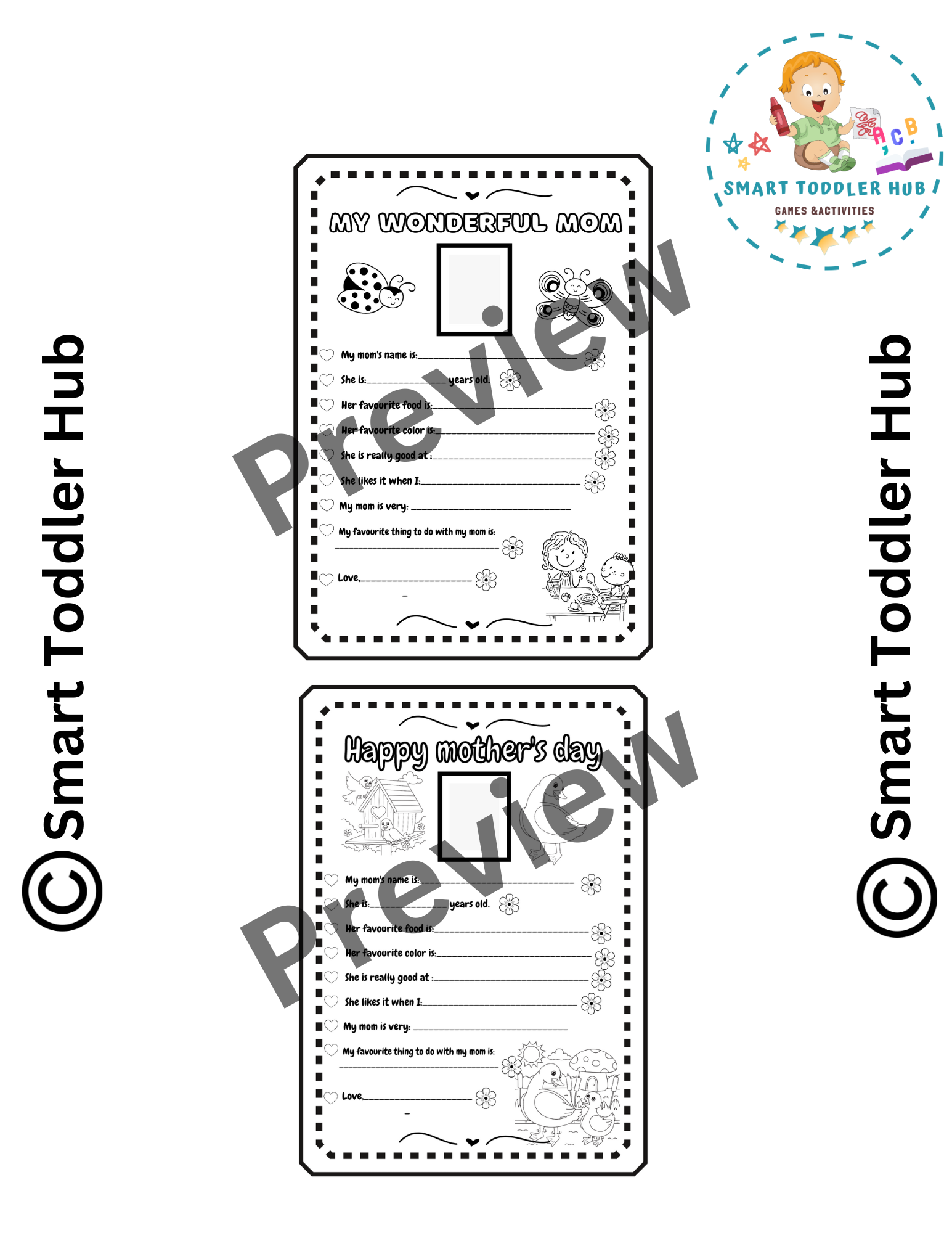 Printable Mother’s Day cards for kindergarten Mother’s Day