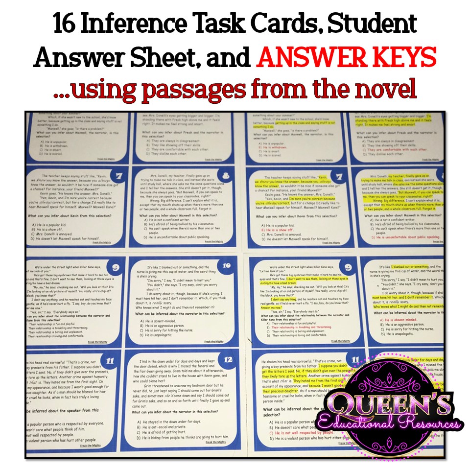 Freak the Mighty Inference Test, Making Inferences, Freak the Mighty ...