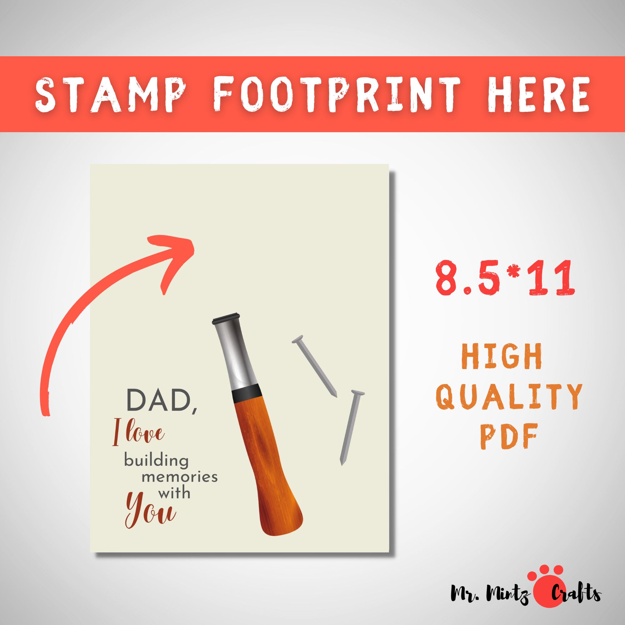 Footprint Gift For Construction Dad Father’s Day Cards Craft Made